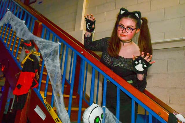 Ellie Barnfield of Skegness is ready for the horrors lurking in the Lifeboat Station.