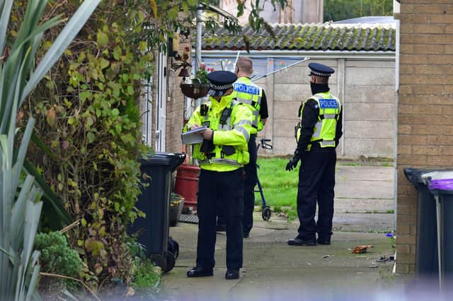 Police pictured at the scene of the incident in Friskney today (Wednesday).