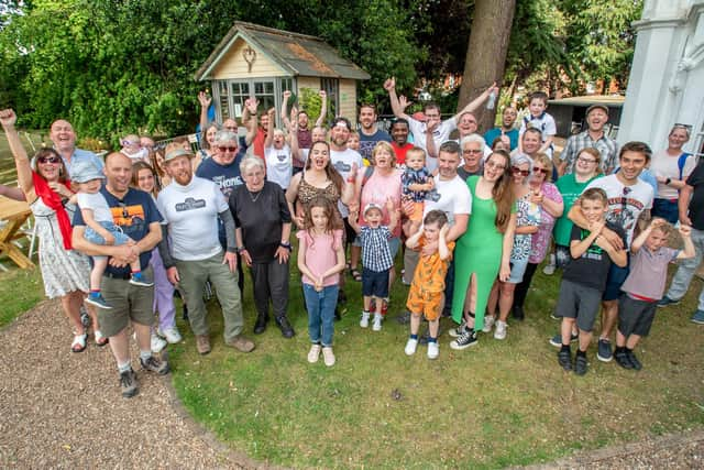 Celebrations at the Priory at the end of the Filey to Priory walk.