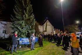 Horncastle's Tree of Light lit up in 2021.