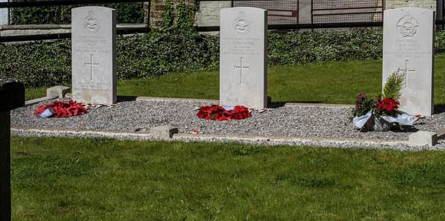 The graves of John Edward, Sam Isherwood and Tom Price in Leulingham churchyard.