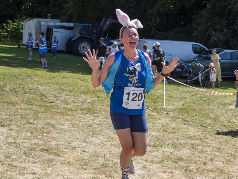 Laura Davenport from Rasen Running Club reaches the finish line. Photo: Holly Parkinson.