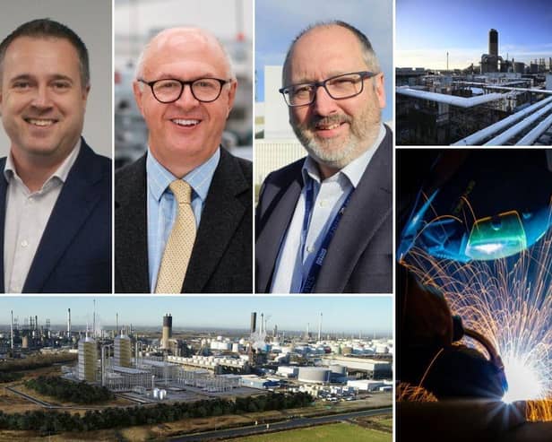 SUPPORTIVE VOICES: Richard Law, ECITB; Iain Elliott, HETA and David Talbot, CATCH are all backing the Humber’s Viking CCS project, aware of the huge growth it could create.