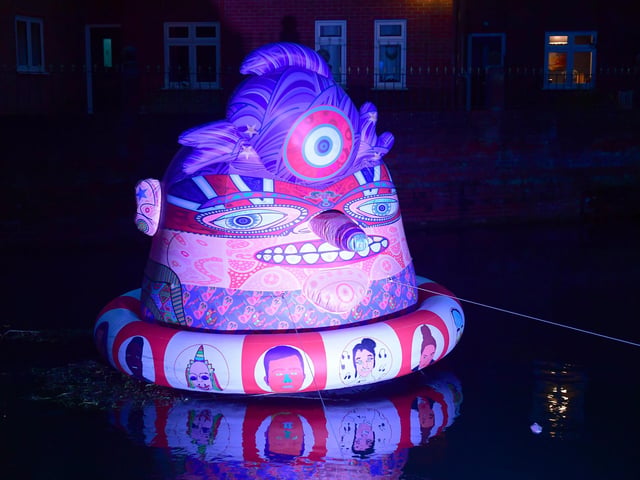 One of Jason Wilsher Mills' creations afloat on the River Slea.