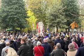 Crowds gathering at Gainsborough’s War Memorial at last year's Remembrance Service