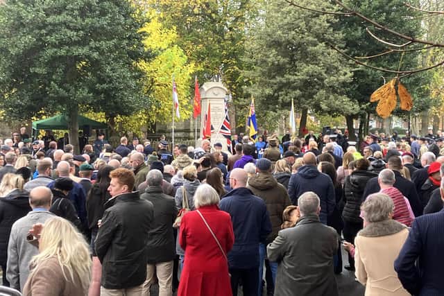 Crowds gathering at Gainsborough’s War Memorial at last year's Remembrance Service