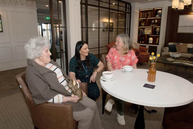 Nicola Anderson (middle) with visitors Gill Terry and her daughter Marian Ruffy
