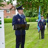 Sqd Ldr Guy Carpenter at the Lancaster JB657 dedication ceremony at Market Stainton. Photos: D.R.Dawson Photography