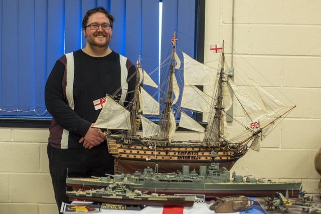 Robin Evans with his model of HMS Victory that took him five and a half years to build. Photo: HOLLY PARKINSON