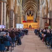 Lincoln Cathedral's screening of The Queen's funeral.