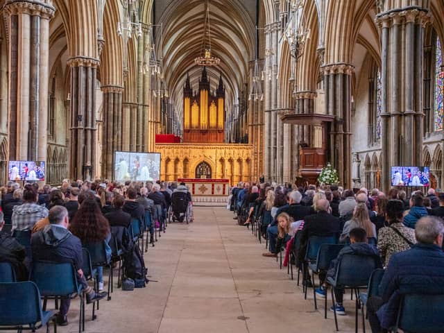Lincoln Cathedral's screening of The Queen's funeral.