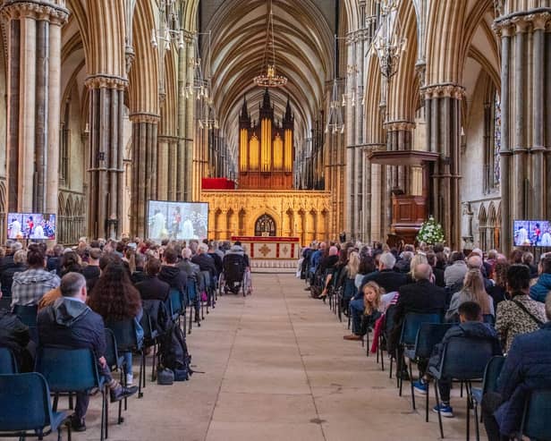 Lincoln Cathedral's screening of The Queen's funeral.