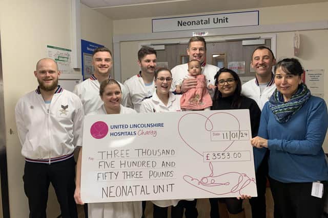 Vienna with her parents, RAF Waddington Gym Team, nurses Thea Smith and Sarah Russell