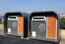 Each sleeping pod provides a bed, chemical toilet, and charging facilities.