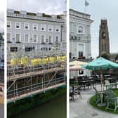 Before, during, and after the transformation project outside Boston's White Hart Hotel.