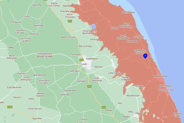 Climate Central shows huge swathes of Lincolnshire under threat from flooding by 2030. | Image: Climate Central