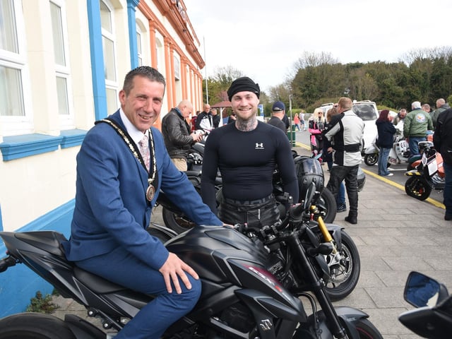 On yer bike - Mayor of Skegness Coun Adrian Findley ahead of the race.