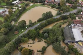 The flooding in Horncastle caused by Storm Babet. Photo: Kurbia Aerial