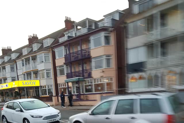 Asylum seekers  outside a fourth seafront hotel trhat was confirmed over the weekend.