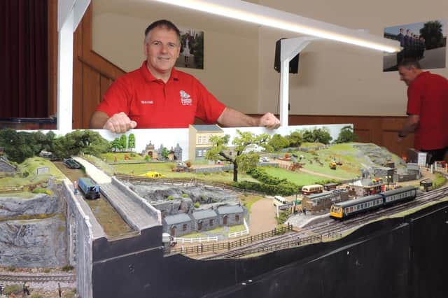 Wayne Bridgeman, a member of Sleaford Model Railway Society with his layout that he built during covid lockdown.