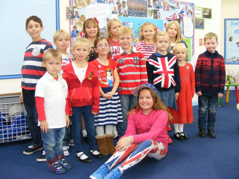 Children at St Botolph’s Primary School, in Quarrington, during a Red, White and Blue Day. The non uniform event raised almost £300 for the Army Benevolent Fund, the RAF Benevolent Fund, and The Royal Navy and Royal Marines Charity.