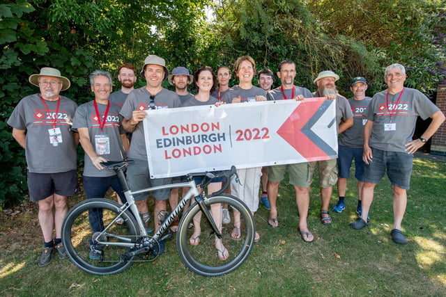 Volunteers running the Boston checkpoint for the London to Edinburgh to London challenge.