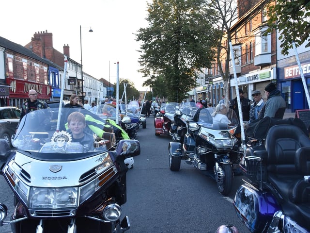 Goldwings lined Lumley Road as part of the static display during the day. Photo: Barry Robinson.