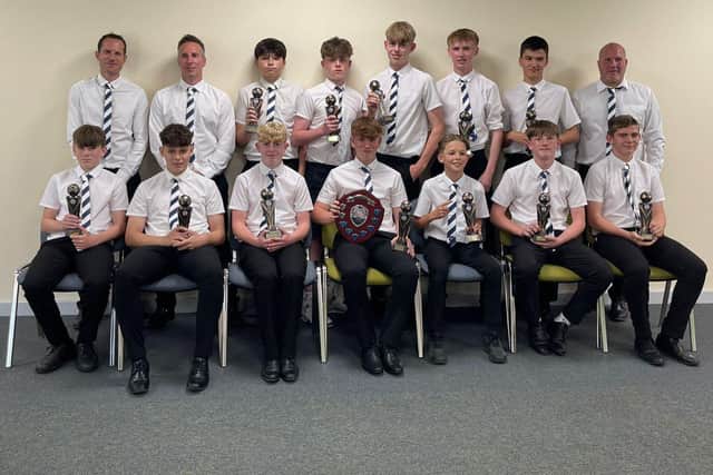 Boston Town U14s with their league winners' trophies