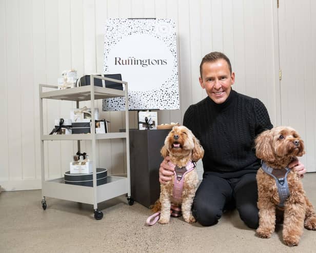 Scott Mills with dogs, Dave and Doug.