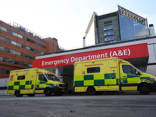 NHS ambulances parked outside the accident and emergency (A&E) department of St Thomas' Hospital in central London. PA Photo. Picture date: Wednesday February 6, 2020. See PA story HEALTH Hospital. Photo credit should read: Victoria Jones/PA Wire