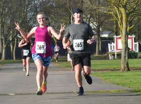 Still going strong. Runners finishing the 10.
