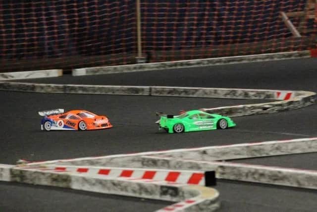 Racing action at Louth RC Car Club.