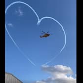 The Red Arrows synchro pair in action rehearsing above the Lincs and Notts Air Ambulance base at Waddington. (Emily Bennett)