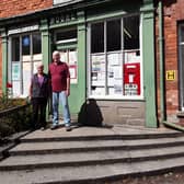 Sue and Brian outside Willoughton Post Office