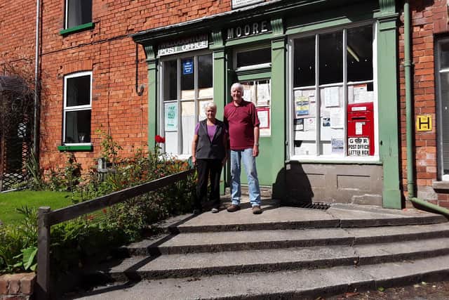 Sue and Brian outside Willoughton Post Office