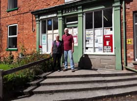 Sue and Brian outside Willoughton Post Office