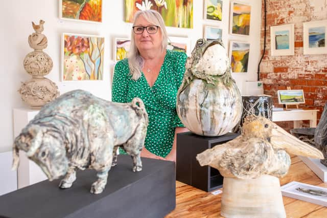 Sue Bush, based in Louth, with her hand made ceramics.