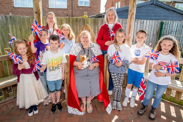 Holy Trinity primary school in Tattershall celebrating the Jubilee.
