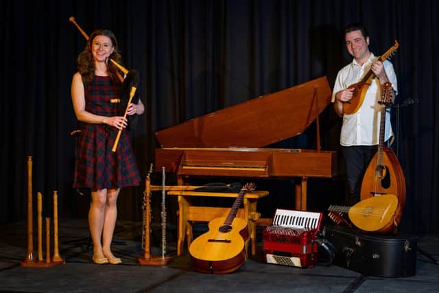 Sophie Matthews and Chris Green performing “A Brief History of Music”