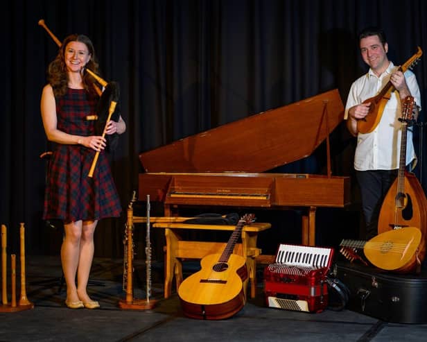 Sophie Matthews and Chris Green performing “A Brief History of Music”