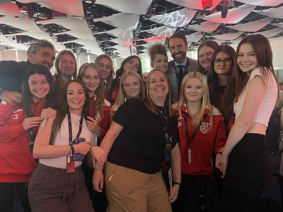 Horncastle Town FC's U15 Girls with England Men's manager Gareth Southgate.