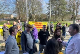 Protestors outside the East Lindsey District Council offices ahead of full council.