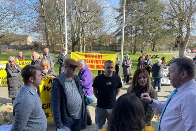 Protestors outside the East Lindsey District Council offices ahead of full council.