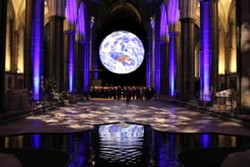 Gaia pictured on display in Salisbury Cathedral. Image: Luke Jerram