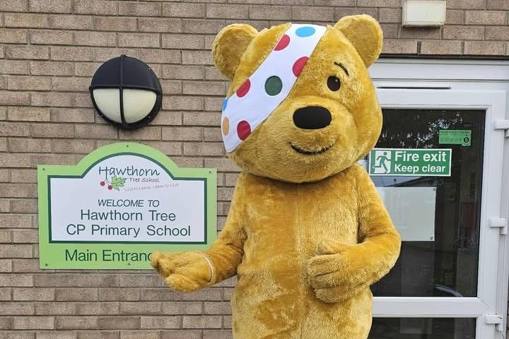 Pudsey pays a visit to Boston's Hawthorn Tree School.