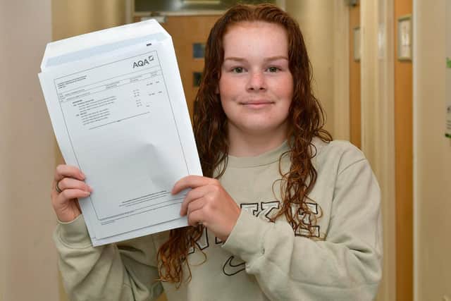 Carres Grammar School sixth former Georgia Lancaster 18 gets her A level results.