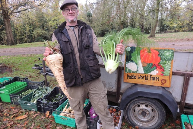 Martin Taylor of Middle World Farm, from Washingborough, with his organically grown vegetables.