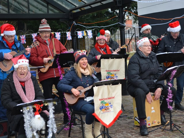 Market Rasen Ukulele Band entertained the market goers