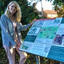 Coun Jo White, deputy leader at Bassetlaw District Council, with the Interpretation Board in Sturton-le-Steeple