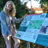 Coun Jo White, deputy leader at Bassetlaw District Council, with the Interpretation Board in Sturton-le-Steeple
